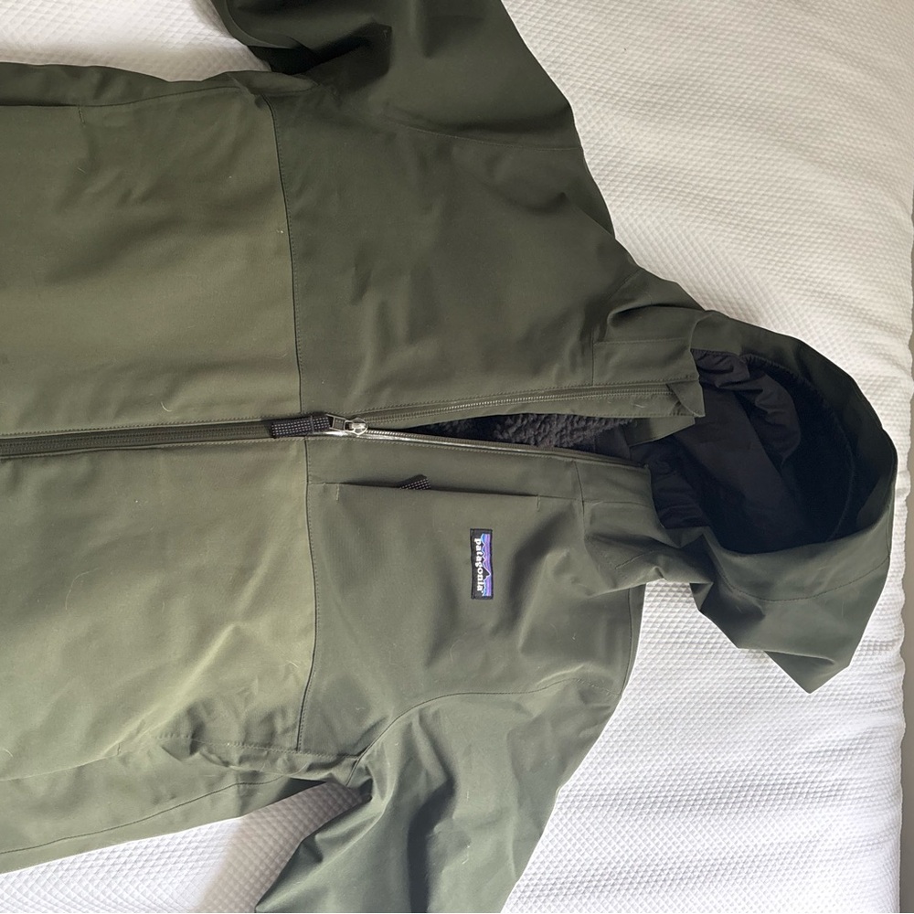 Patagonia Kids Green Fleece Torrentshell 3L Rain Jacket